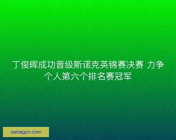 丁俊晖成功晋级斯诺克英锦赛决赛 力争个人第六个排名赛冠军