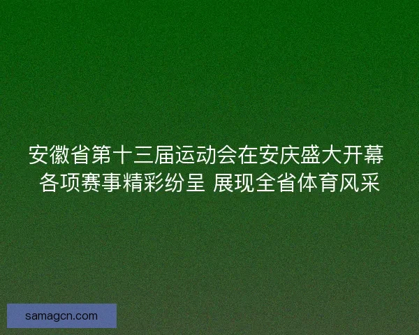 安徽省第十三届运动会在安庆盛大开幕 各项赛事精彩纷呈 展现全省体育风采